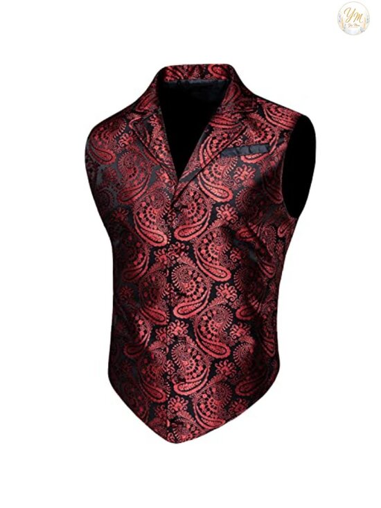 Other - Mens Victorian Steampunk Vest Silk Paisley Waistcoat Slim Fit Formal Party